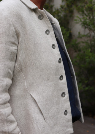 Veste tailleur, lin épais naturel