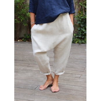 Saroual trousers,natural heavy linen