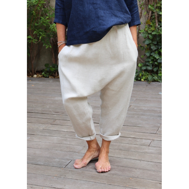 Pantalon sarouel en lin épais naturel, le vestiaire de jeanne