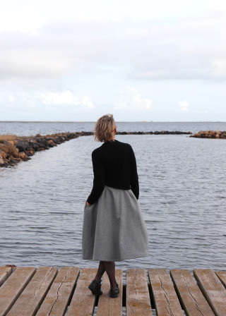 Long skirt, grey wool blend