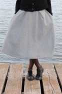 Long skirt, grey wool blend