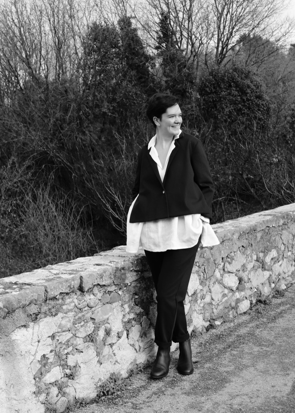 "Woman" trousers, black denim "Woman" trousers, black denim