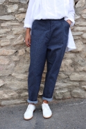 "Woman" trousers, blue recycled denim