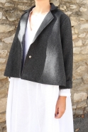 Flared jacket, gey wool raw edges
