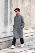 Coat for man, grey wool drap