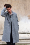 Coat for man, grey wool drap