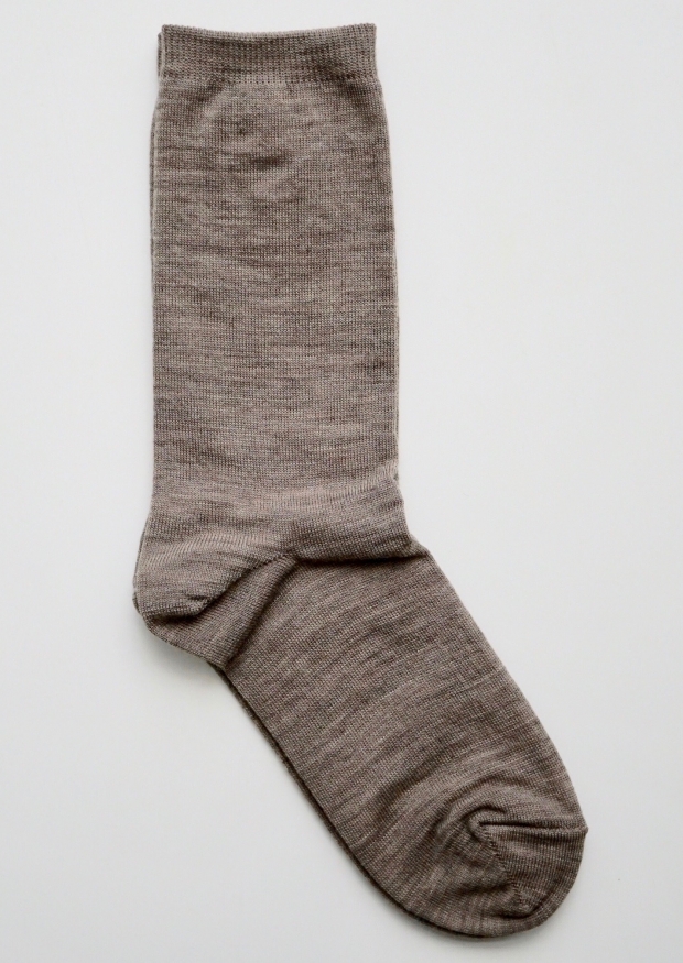 Silk wool double-faced socks, brown