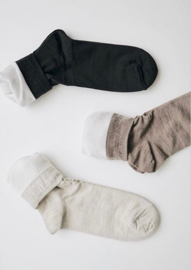 Silk wool double-faced socks, dark mocha