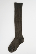 Merino wool ribbed High socks, mocha brown