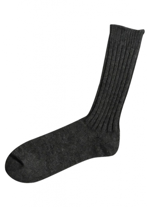 Wool ribbed socks, charcoal