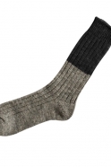 Chaussettes côtelées en laine et coton, gris