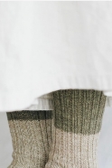 Chaussettes côtelées en laine et coton, kaki