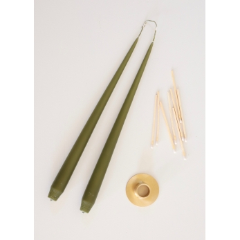 Taper candle, olive green