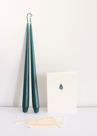 Taper candle, dark green