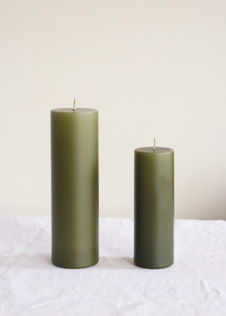 Pillar candle, olive green