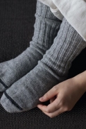 Wool ribbed socks, light grey