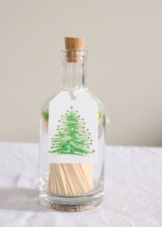 "Christmas tree" match bottle, green