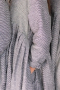 Pleated dress, small stripes fabric