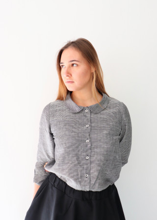 Long sleeves shirt, small stripes fabric