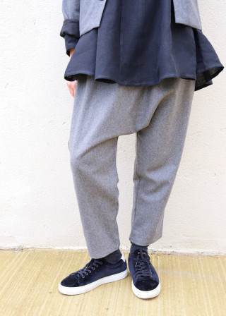 Saroual trousers, grey wool blend