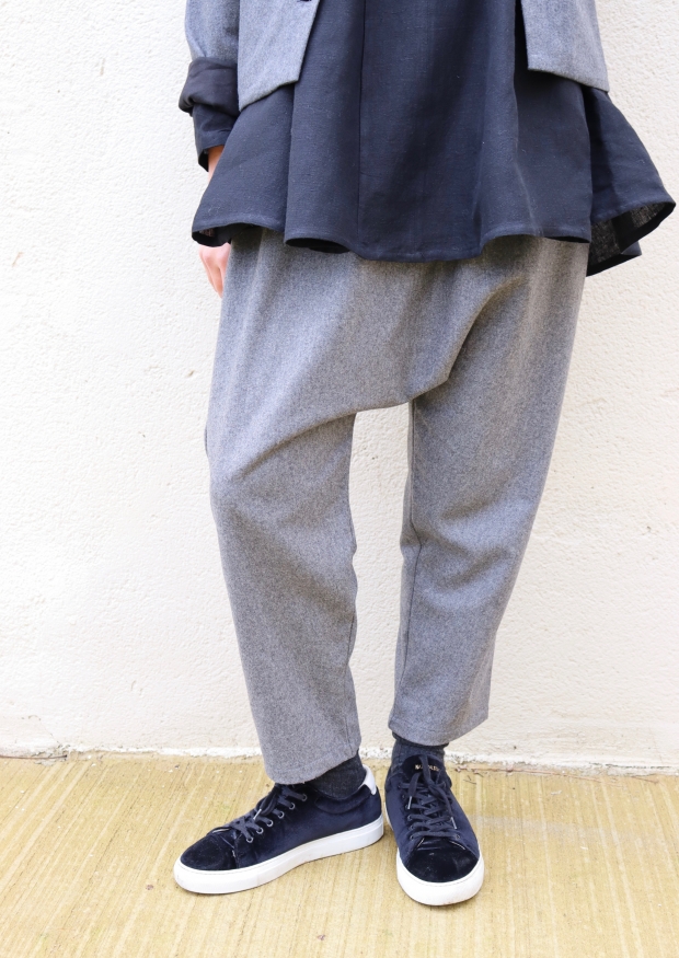 Saroual trousers, grey wool blend