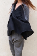 Saroual trousers, grey wool blend