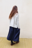Long skirt, navy blue wool drap