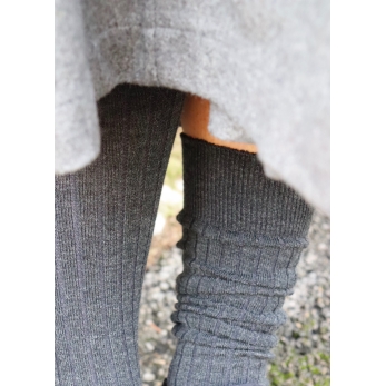 Merino wool ribbed High socks, charcoal