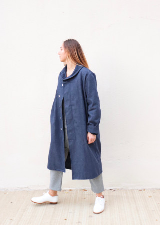 Coat, blue recycled denim