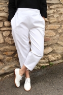 Pantalon taille haute, jean blanc
