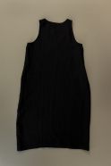 Flared dress, sleeveless, V neck, black linen