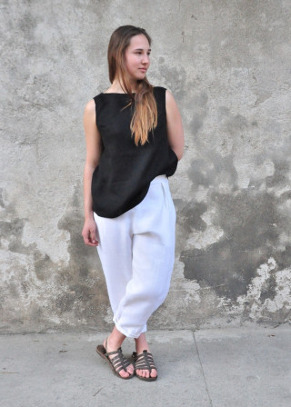 Blouse 05, black linen