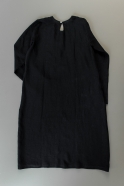Uniform flared dress, long sleeves, black linen