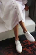 Robe-chemise manches longue Uniforme, lin blanc