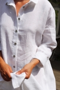 Uniform shirt-dress long sleeves, white linen