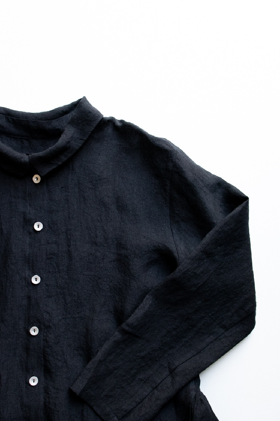 Shirt-dress, black linen Shirt-dress, black linen