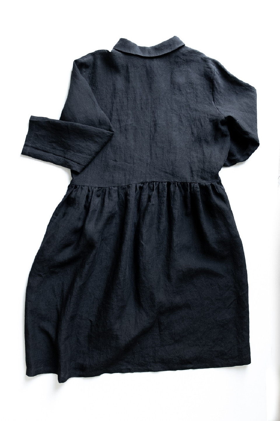 Shirt-dress, black linen Shirt-dress, black linen