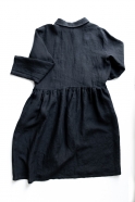 Uniform shirt-dress long sleeves, black linen