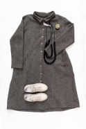 Shirt-dress, herringbone wool drap