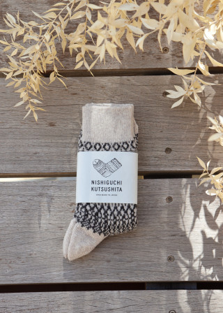 Wool Jacquard socks, light grey