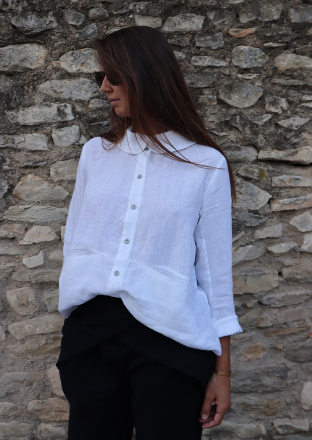 Claudine shirt, white linen