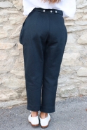 Pleated trousers, black denim