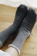 Silk cotton lounge socks, mocha brown