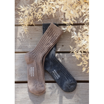 Cashmere ribbed socks, brown