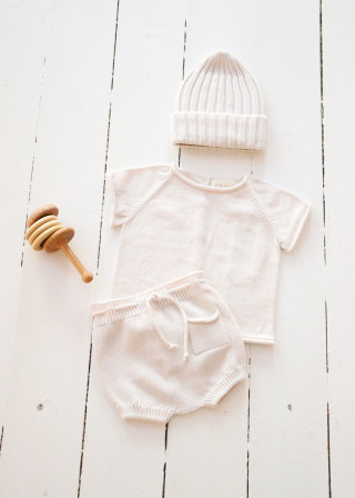 Jan knit sweater, short sleeve, creme