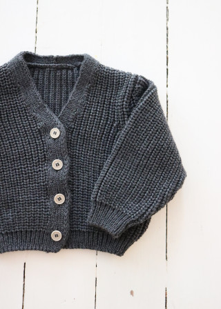 Cardigan in merino wool, graphite