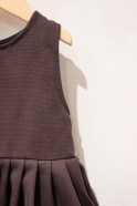 Pleated dress, sleeveless, Dark brown cotton canvas