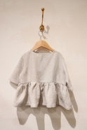 Pleated blouse, 3/4 sleeves, beige linen