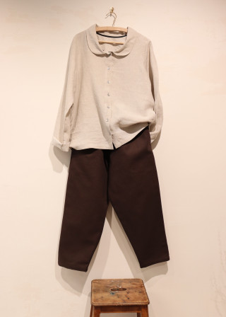 Classic trousers, Dark Brown cotton canvas