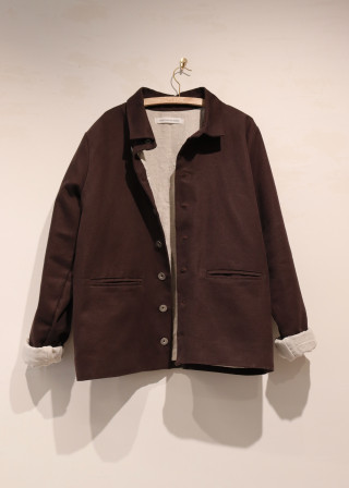 Man jacket, Dark Brown cotton canvas